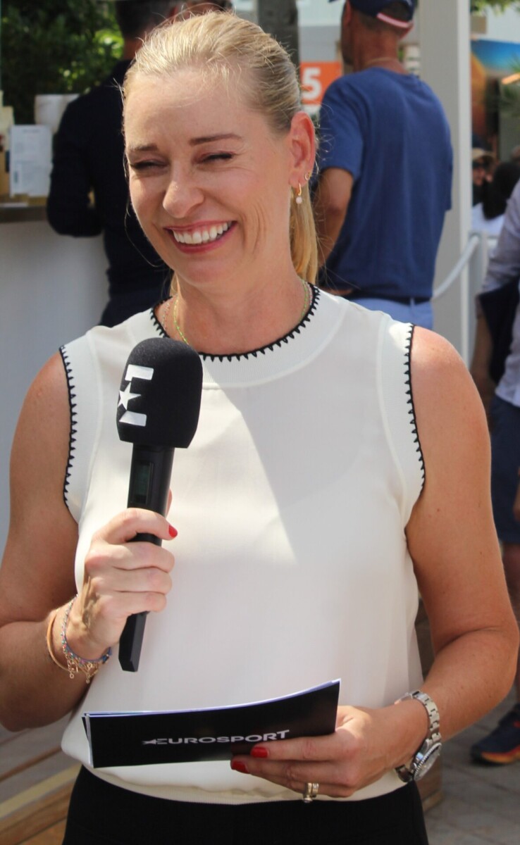 Barbara Schett mit Mats Wilander als Eurosport-Duo, French Open 2023