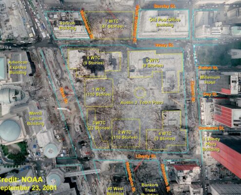 Luftaufnahme Ground Zero / WTC-Site nach den Anschlägen (23.09.2001)