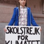 Greta Thunberg beim Schulstreik vor dem schwed. Parlament, 2018