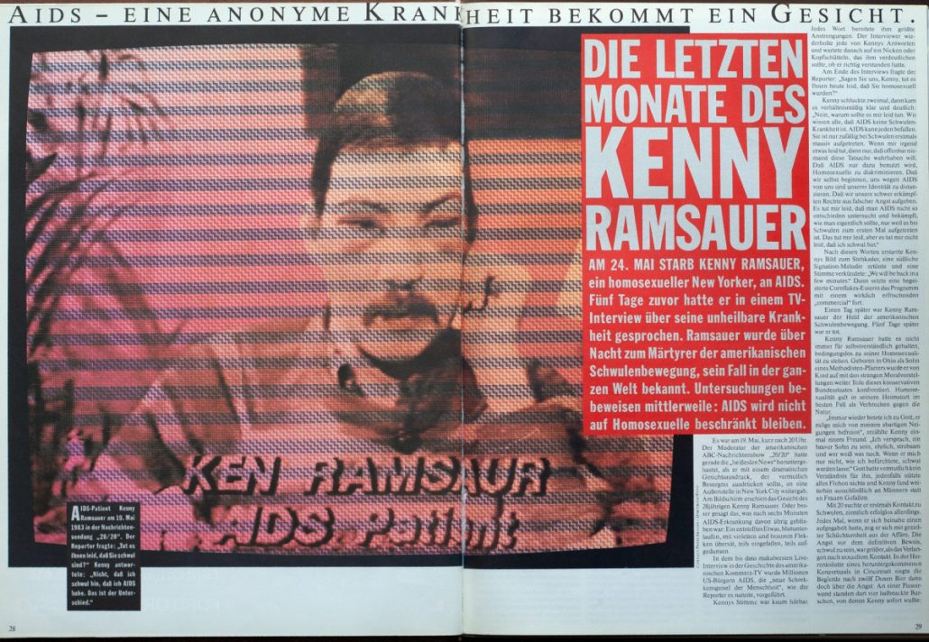 Aufmacher der AIDS Story die letzten Tage des Kenny Ramsauer aus dem WIENER 1983