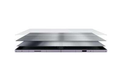 Explosionsdarstellung der Displayschichten mit Flex Titanium beim Samsung Galaxy Z Fold8