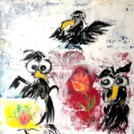Das Werk „Birds and Roses“ von Heidrun Karlic aus der Wiener Ausstellung Schräge Vögel