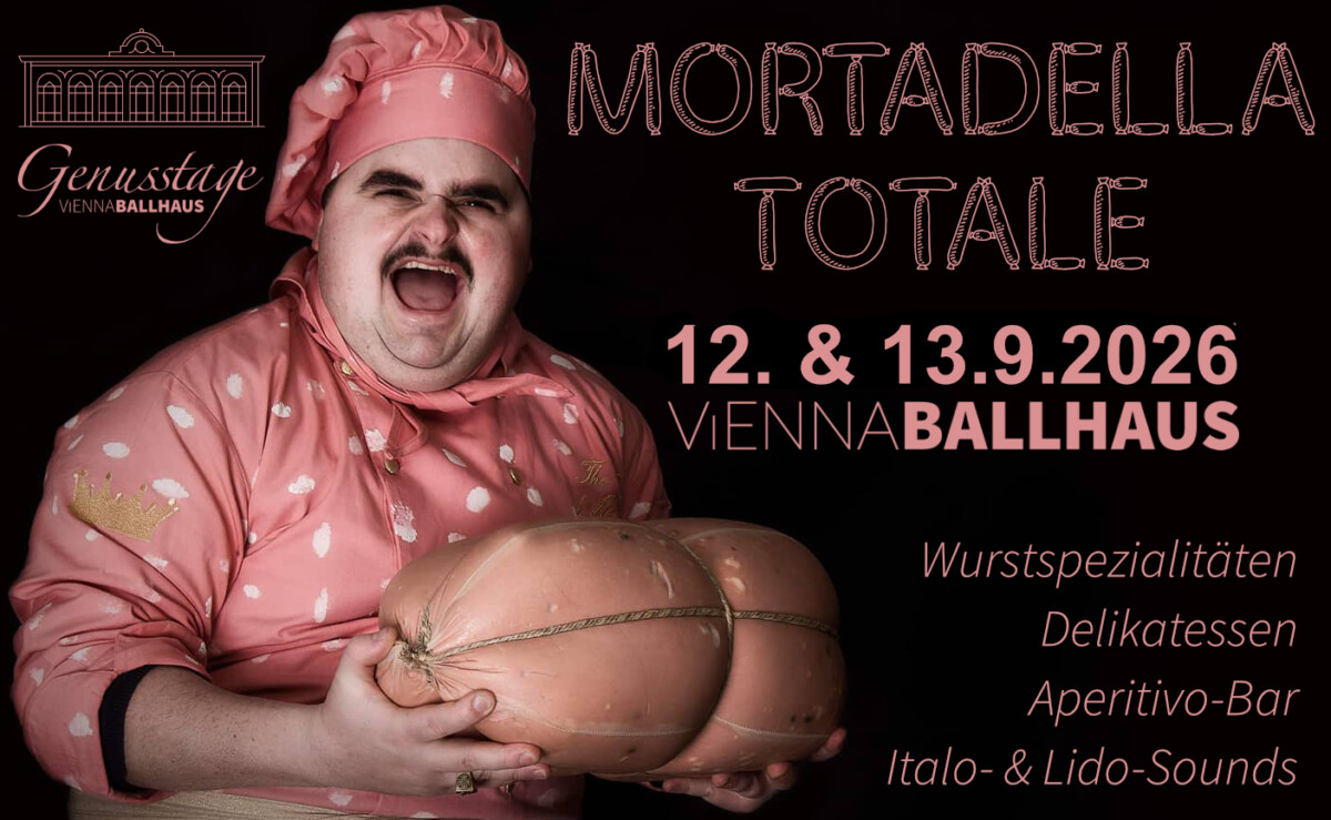 Key Visual zum Genussmarkt Mortadella Totale im VIENNABallhaus in Wien