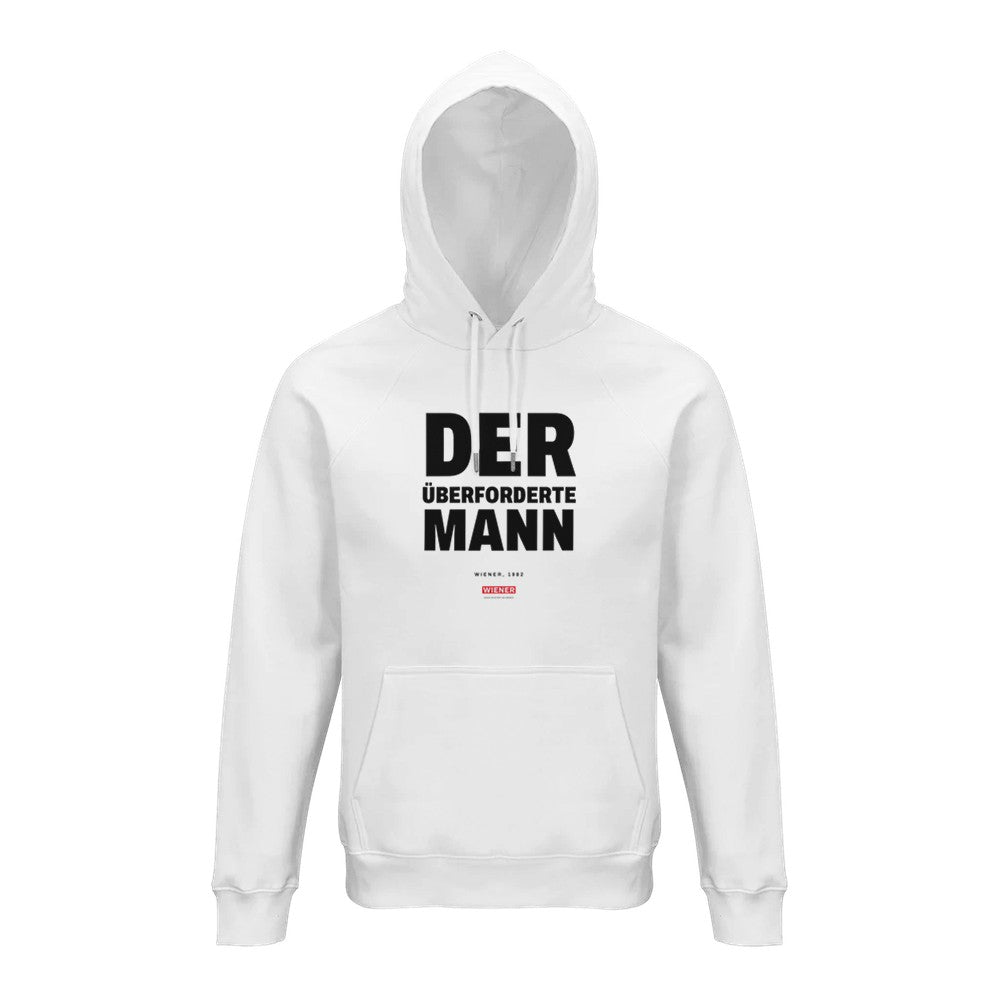 WIENER-Merch-Hoodie mit der Cover-Zeile „Der überforderte Mann