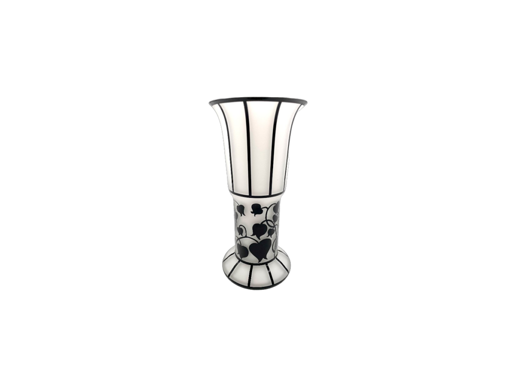 Vase der Art-déco-Kollektion der Österreichischen Werkstätten in Schwarz-Weiß-Gold