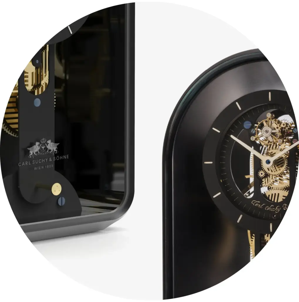 Aus einem Block Messing gefrästes Gehäuse der Table Waltz Tourbillon