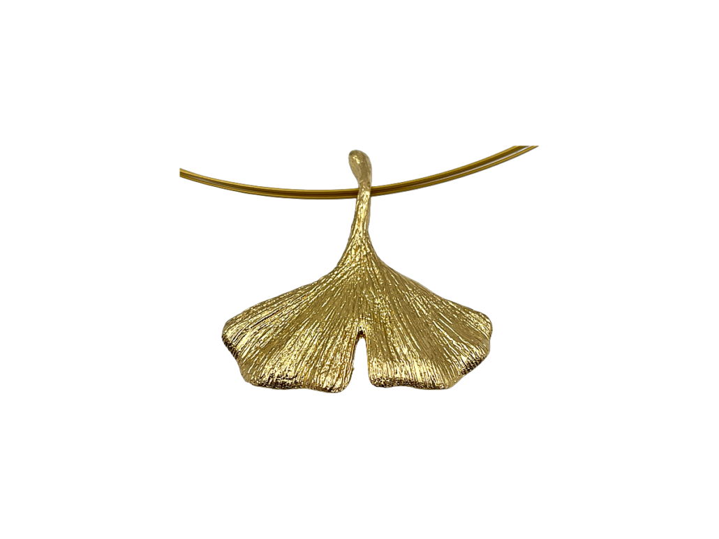 Vergoldetes Collier mit Ginkgo-Motiv der Österreichischen Werkstätten