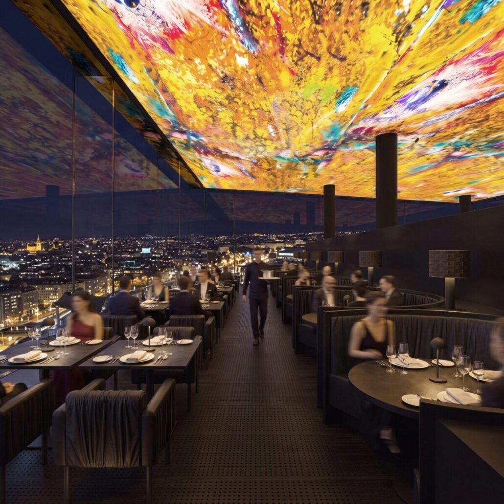 Innenraum des Restaurants Das LOFT im Design Tower in Wien