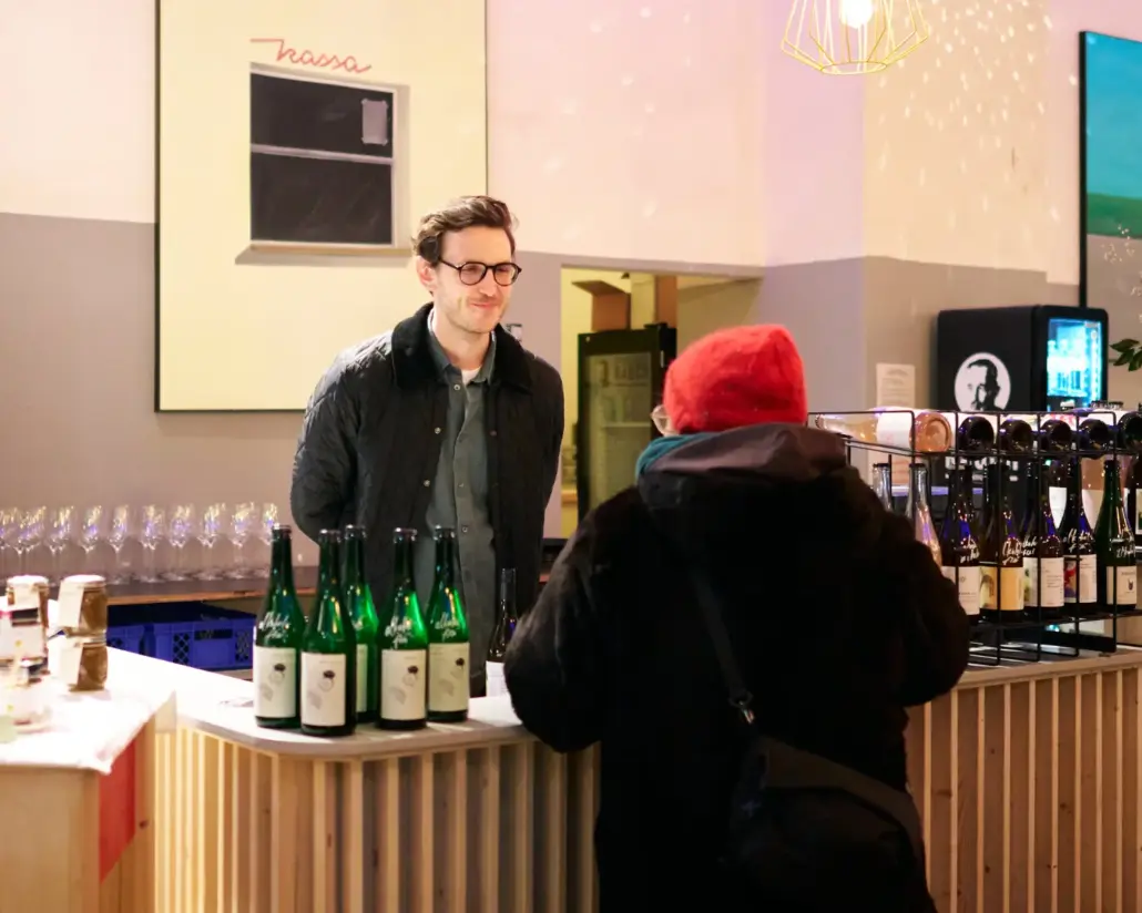 Weinstand in der Markterei Markthalle in Wien