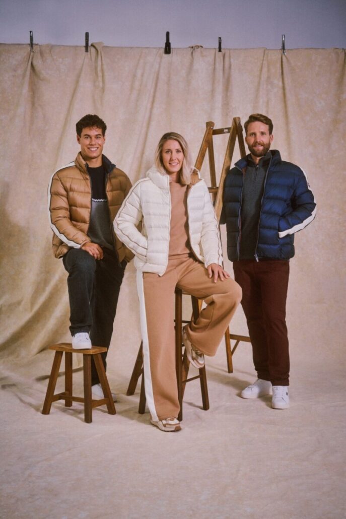 Lukas Feurstein, Conny Hütter und Marco Schwarz in der COLMAR-Originals-Kollektion