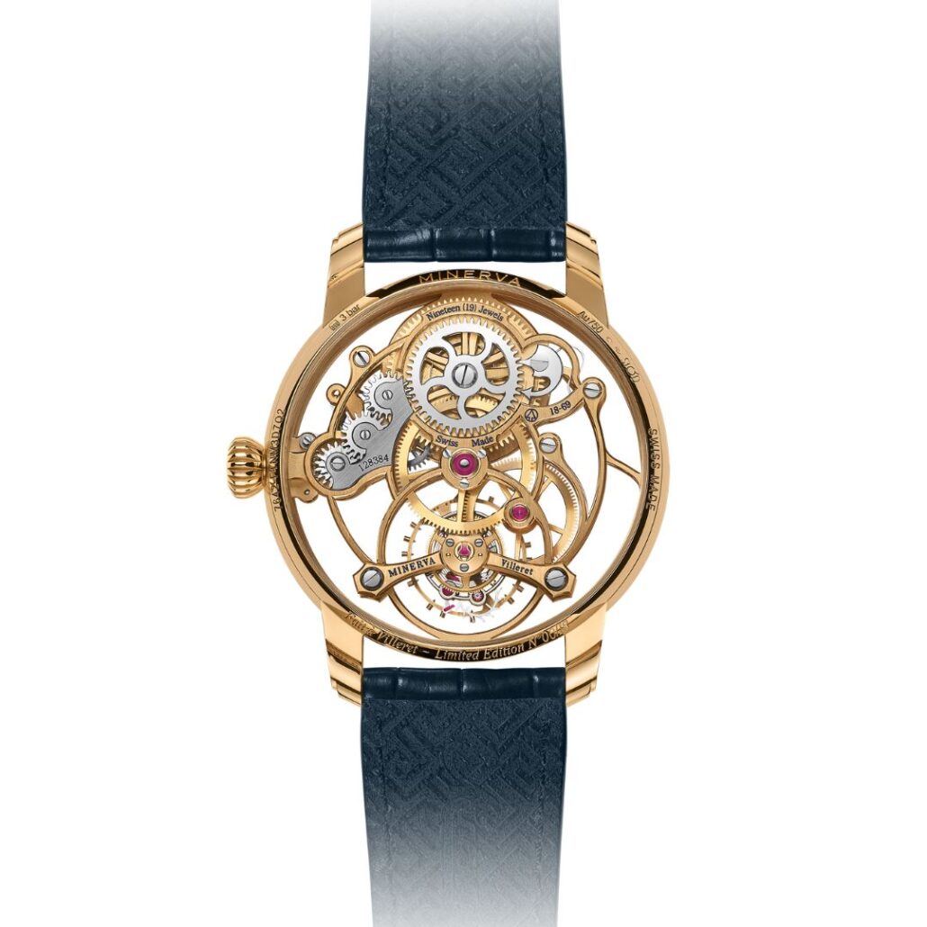 Skelettiertes Exo Tourbillon der Minerva Skeleton Limited Edition 18 mit Roségold-Rahmen